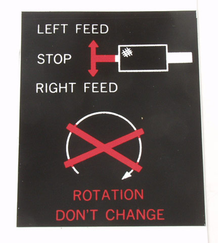 Label, Left Feed/Stop/Right Feed