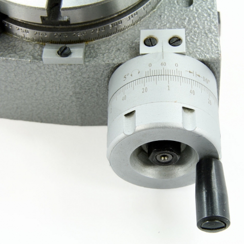 Four inch horizontal/vertical rotary table; dial closeup
